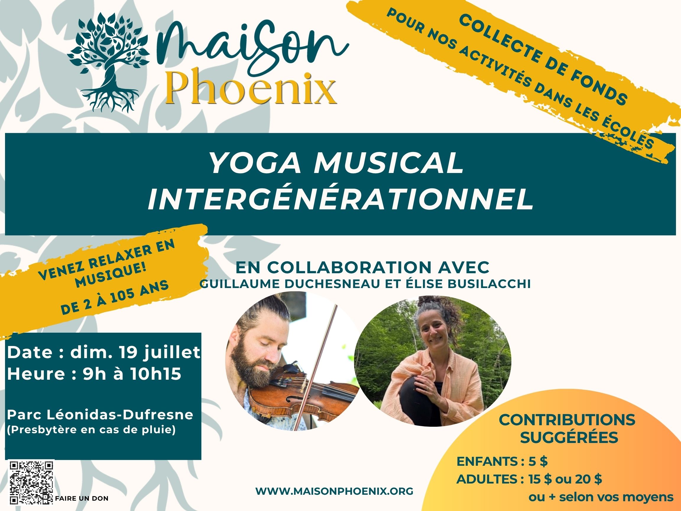 Yoga musical intergénérationnel : venez vous détendre au profit des activités dans nos écoles!